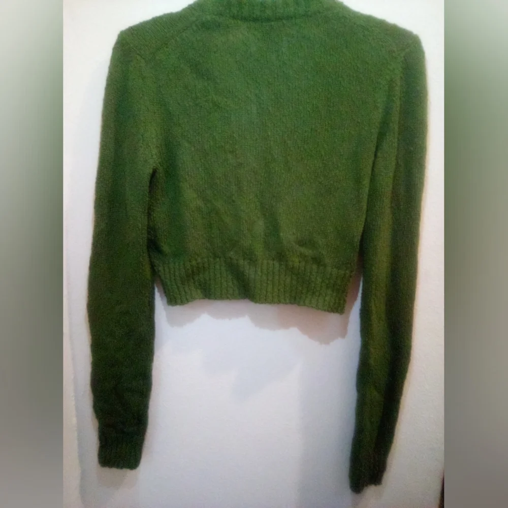 Michael Kors Green Cropped Knit Cardigan 100% Cotton Size XS Fall - Picture 9 of 14